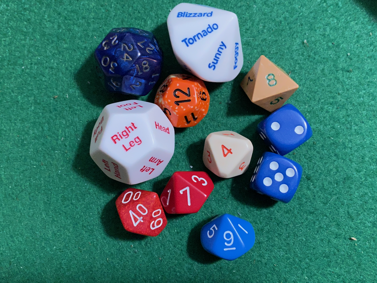 various types of dice