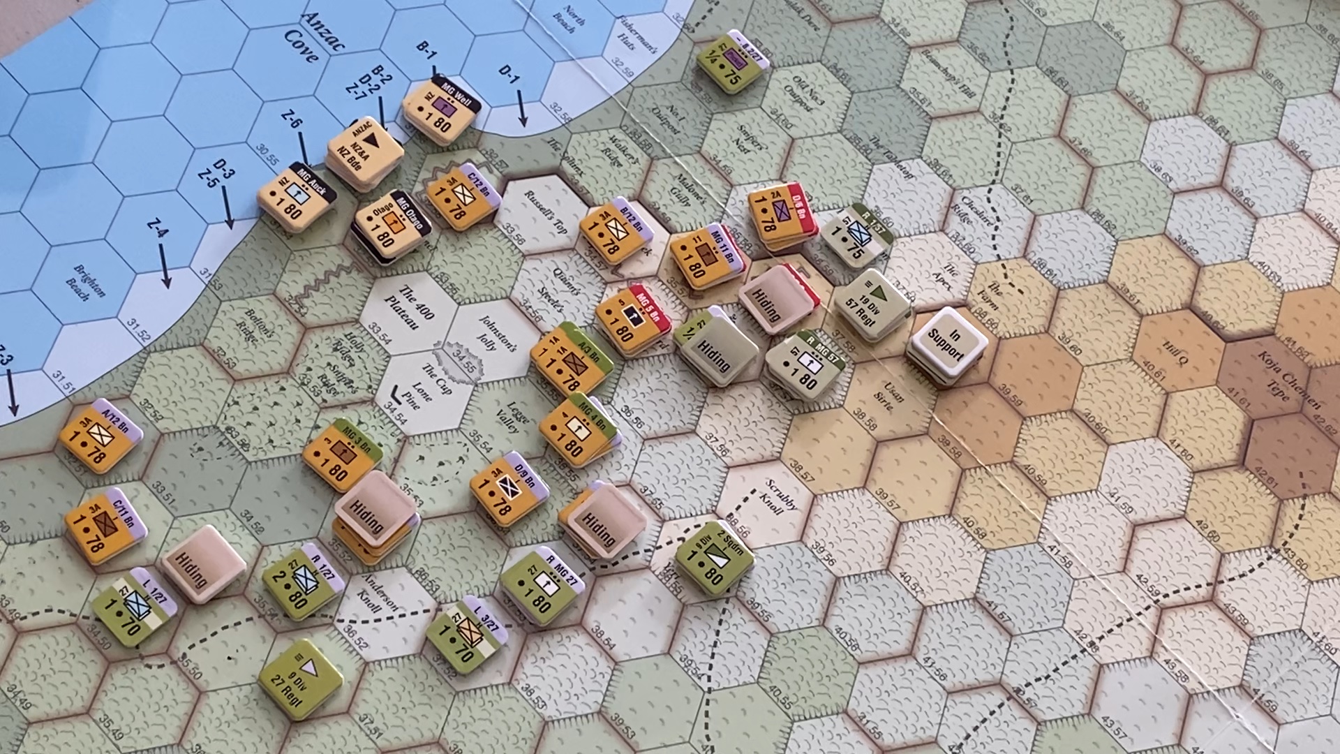 View of Anzac Cove landings in Gallipoli 1915